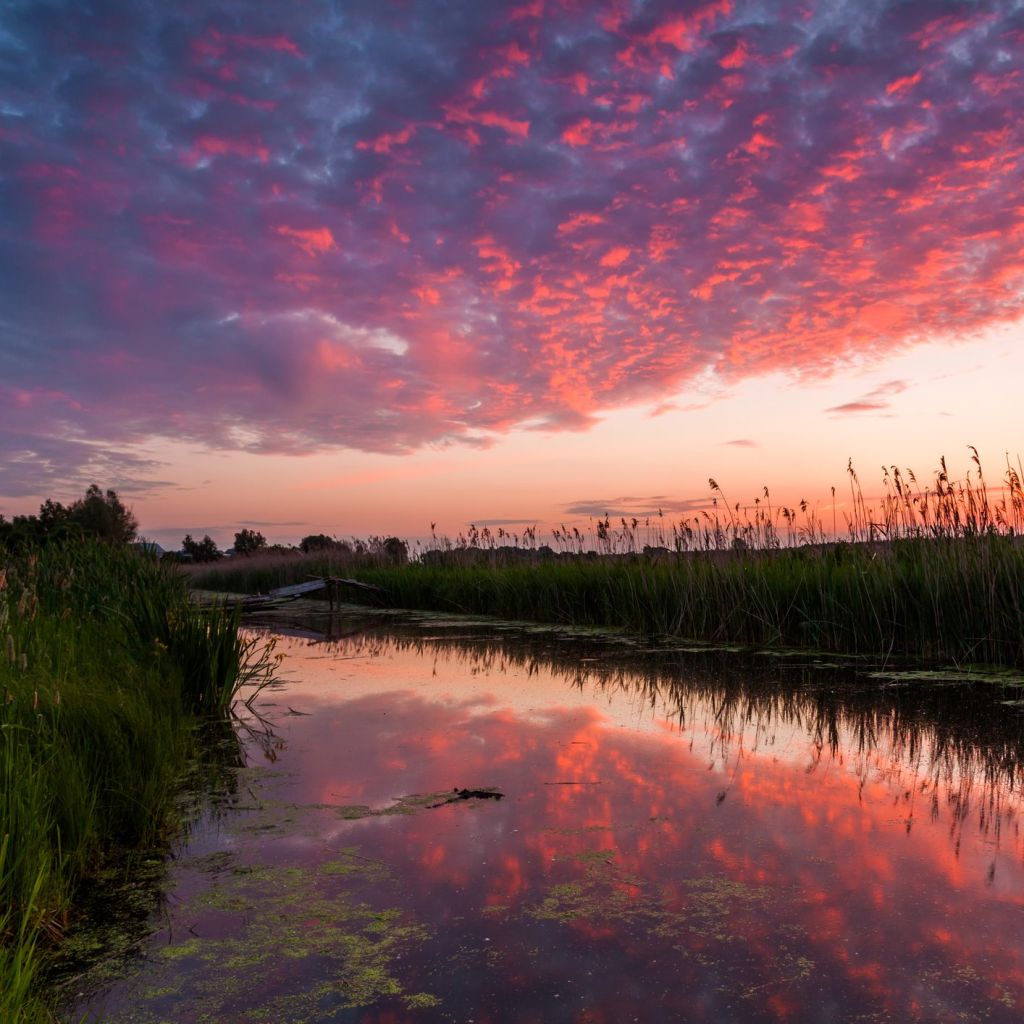 Reflection of a beautiful dawn sky in the river